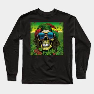 Rasta Skulls - Stoner Reggae Island Vibes 26 Long Sleeve T-Shirt